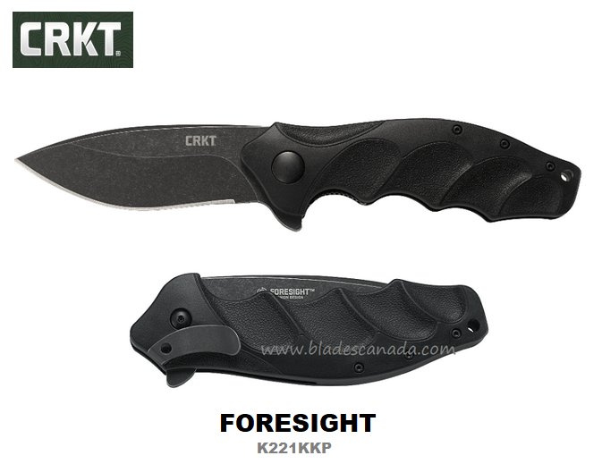 CRKT Foresight Flipper Folding Knife, Assisted Opening, 1.4116 Steel, GRN Black, CRKTK221KKP